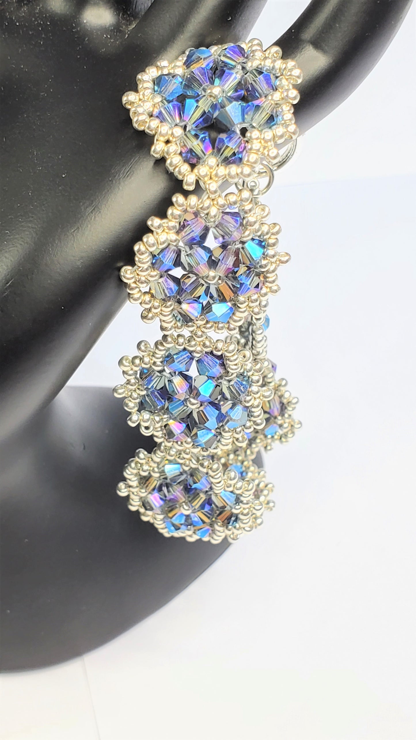 Beautiful Dark Blue Handmade Crystal Beaded Link Bracelet