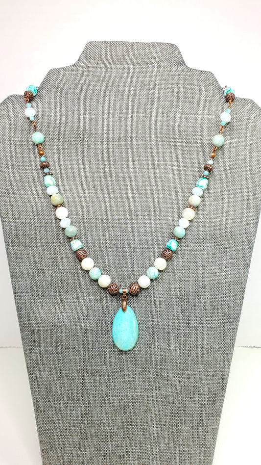 Amazonite and Crystal Necklace