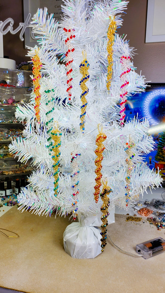 Christmas Tree, Crystal Icicle Ornament, Christmas Crystal Icicle, Tree Beaded Ornaments, Spiral Tree Ornament