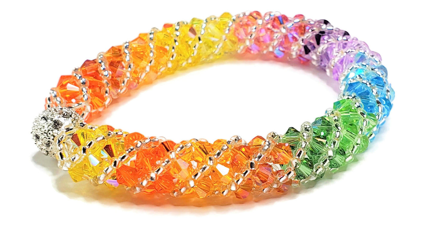 Rainbow Bracelet; Crystal Bracelet; Glass Bracelet; Beaded Bracelet