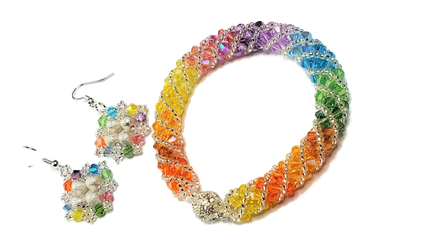 Rainbow Bracelet; Crystal Bracelet; Glass Bracelet; Beaded Bracelet