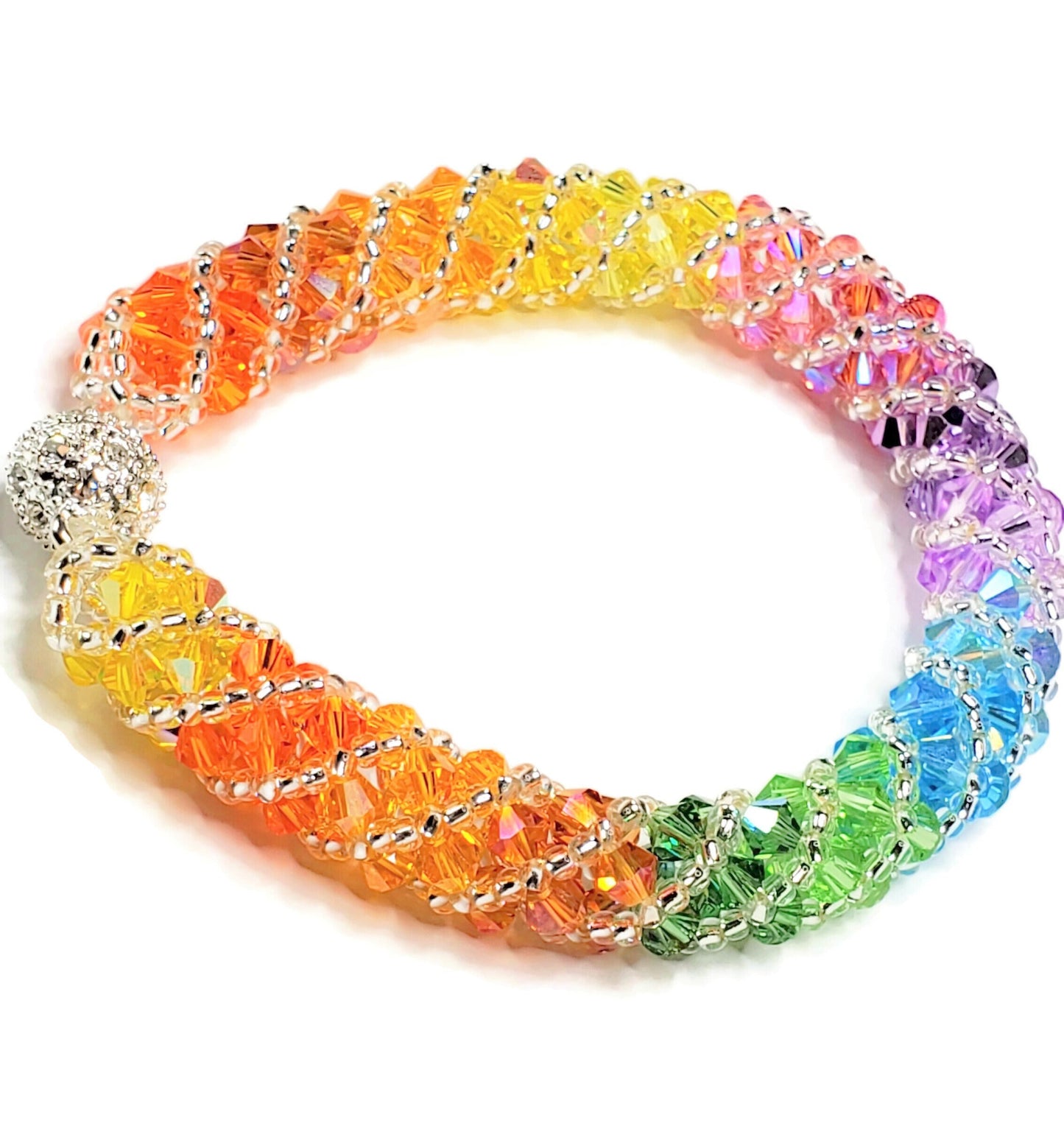 Rainbow Bracelet; Crystal Bracelet; Glass Bracelet; Beaded Bracelet