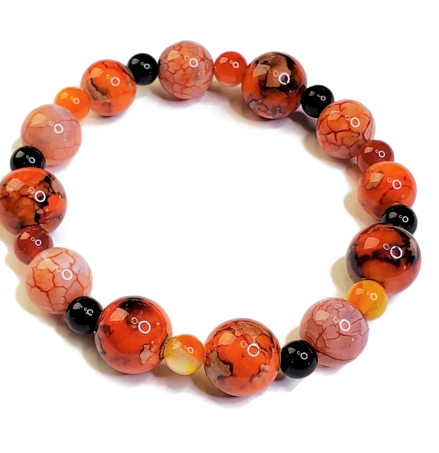 Halloween Orange and Black Stretch Bracelet