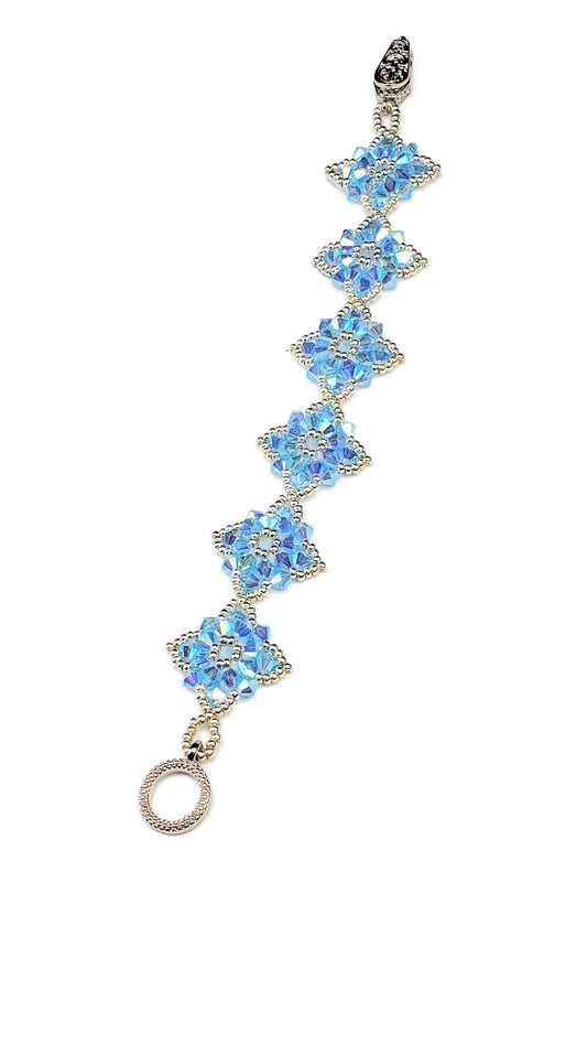 Beautiful Preciosa Bicone Beaded Bracelet in Blue Crystals Beaded Blue Bracelet