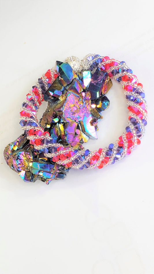 Purple and Fuchsia Bracelet Crystal Bracelet Beaded Bracelet