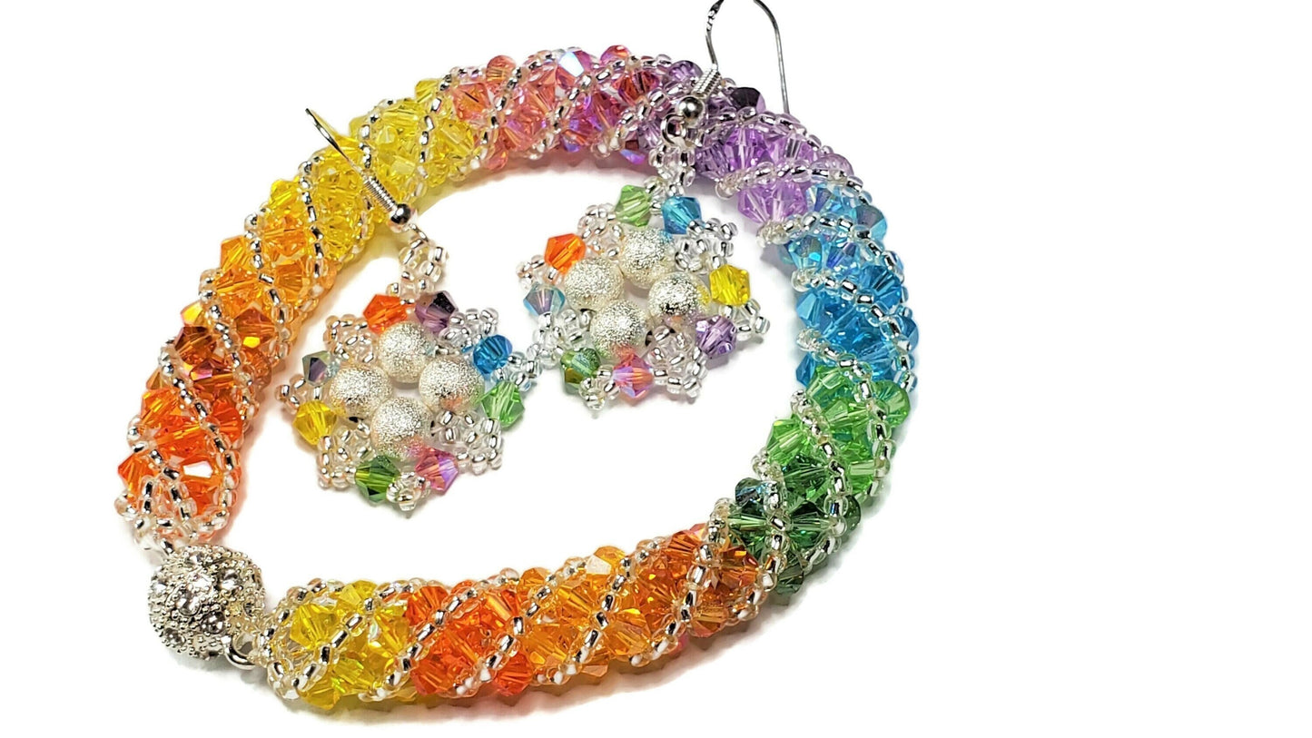 Rainbow Bracelet; Crystal Bracelet; Glass Bracelet; Beaded Bracelet