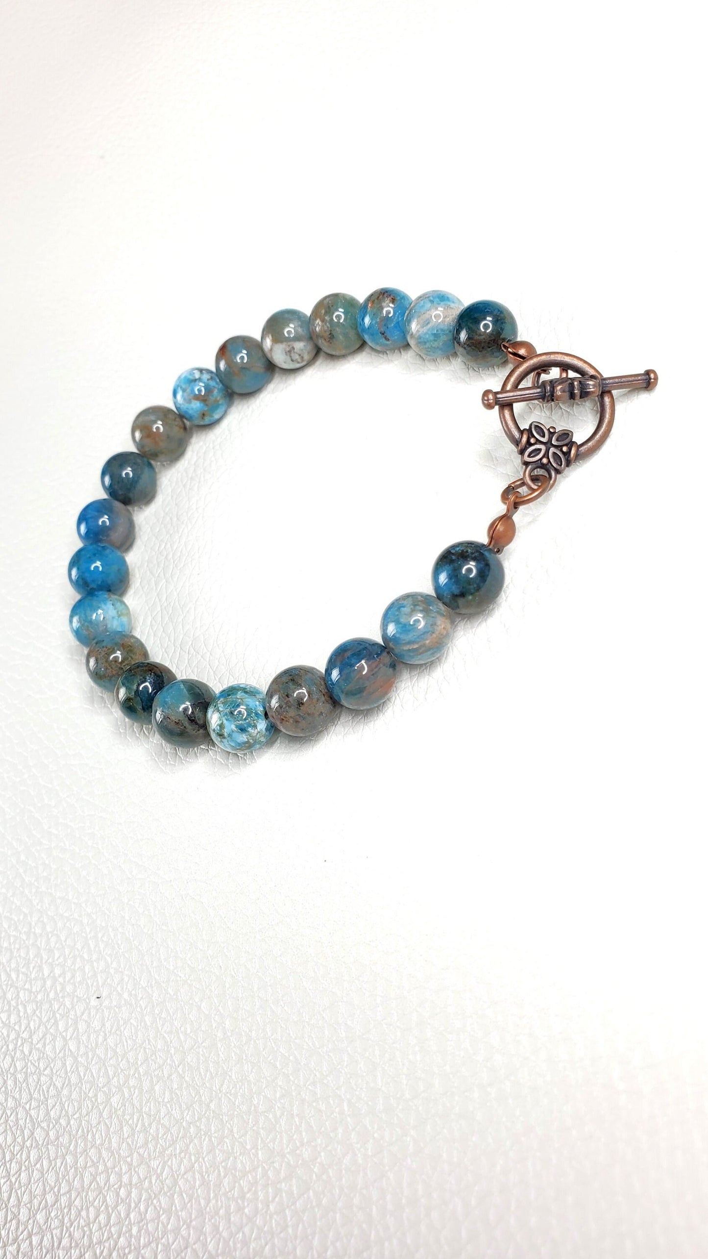 Natural Apatite Bracelet Apatite Wire Bracelet Blue Apatite Bracelet