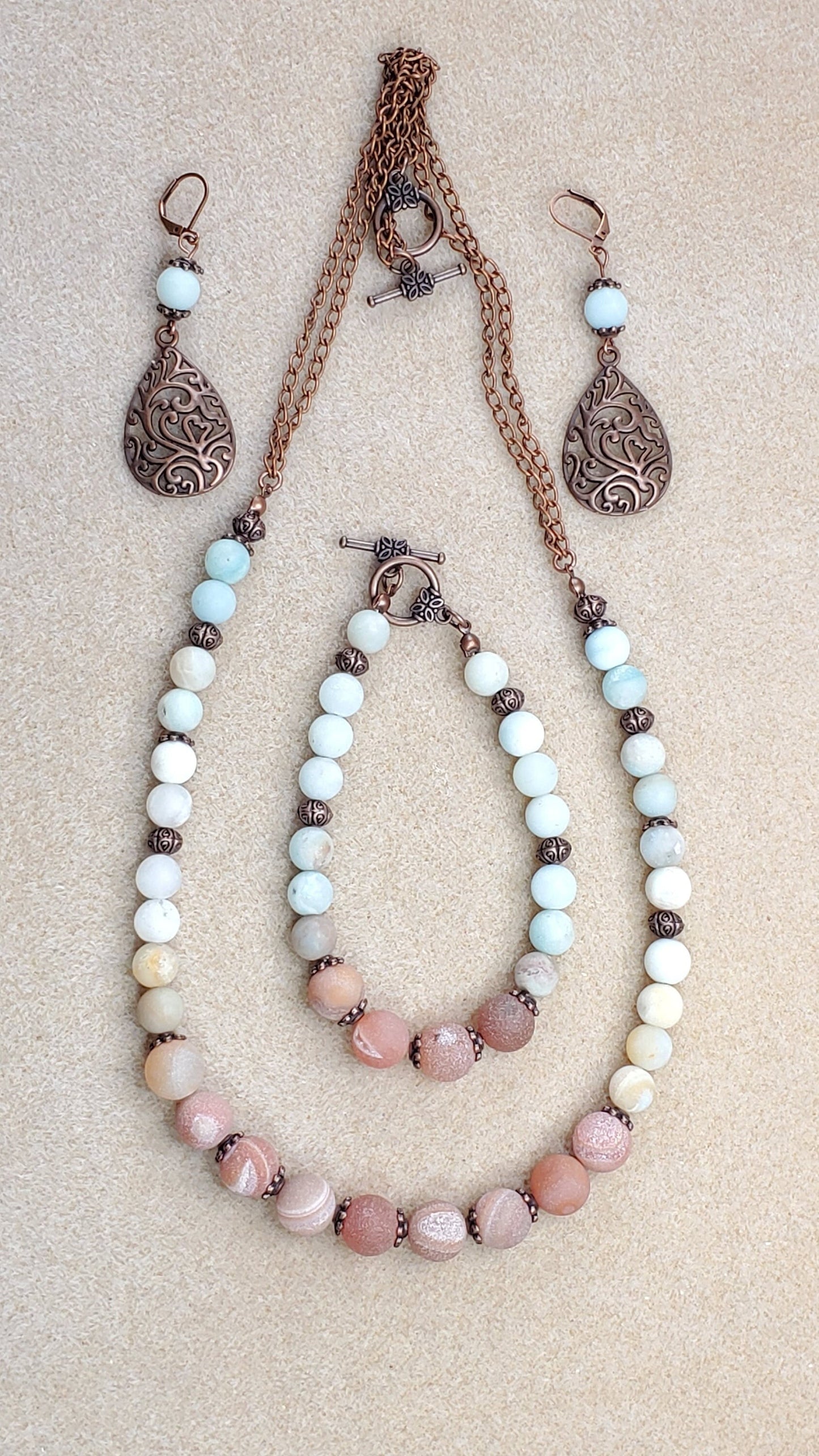 Amazonite and Agate Ombre  Necklace Set