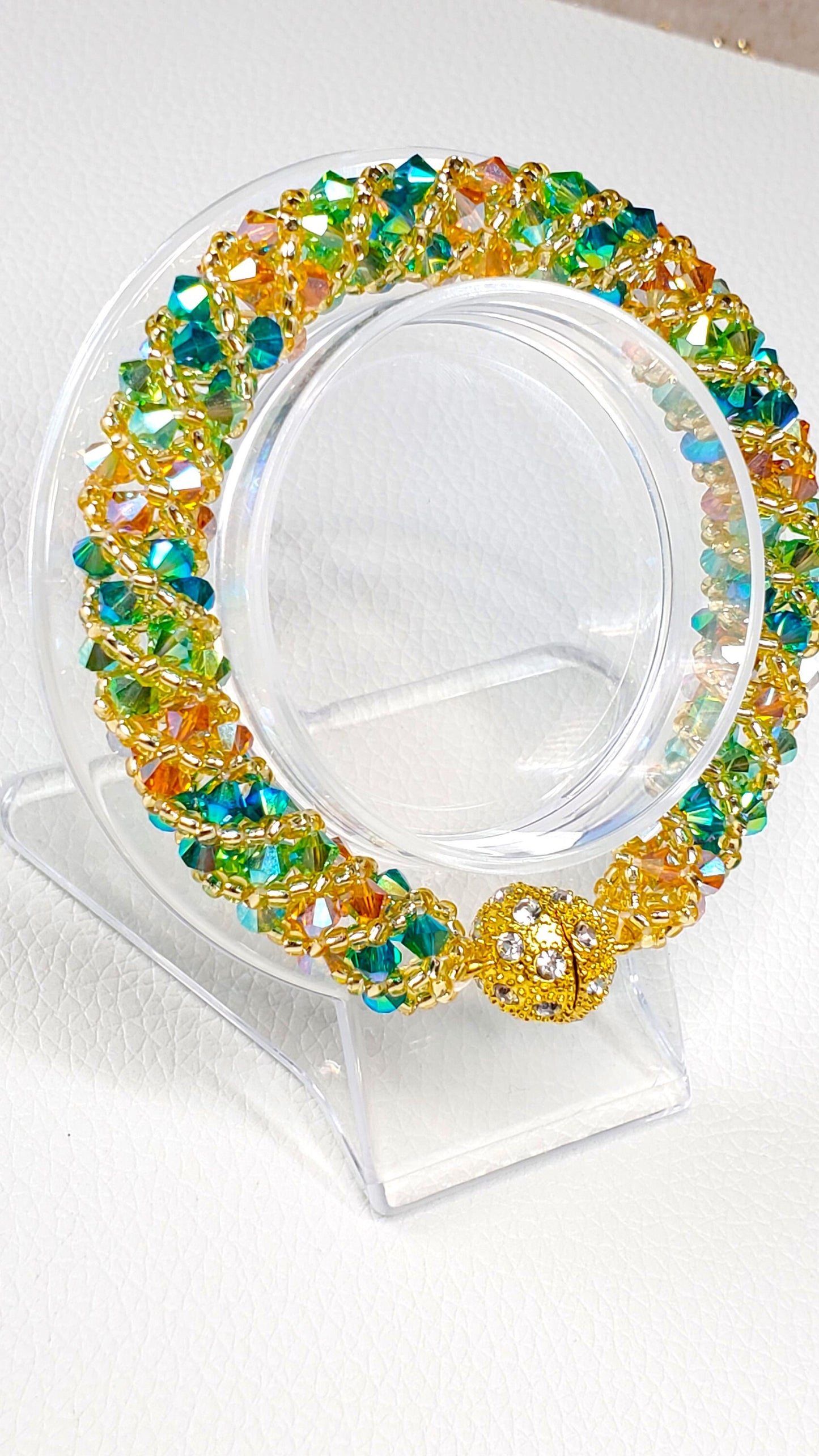 Tropical Citrus Punch Crystal Bracelet Preciosa Crystal Russian Spiral Bracelet