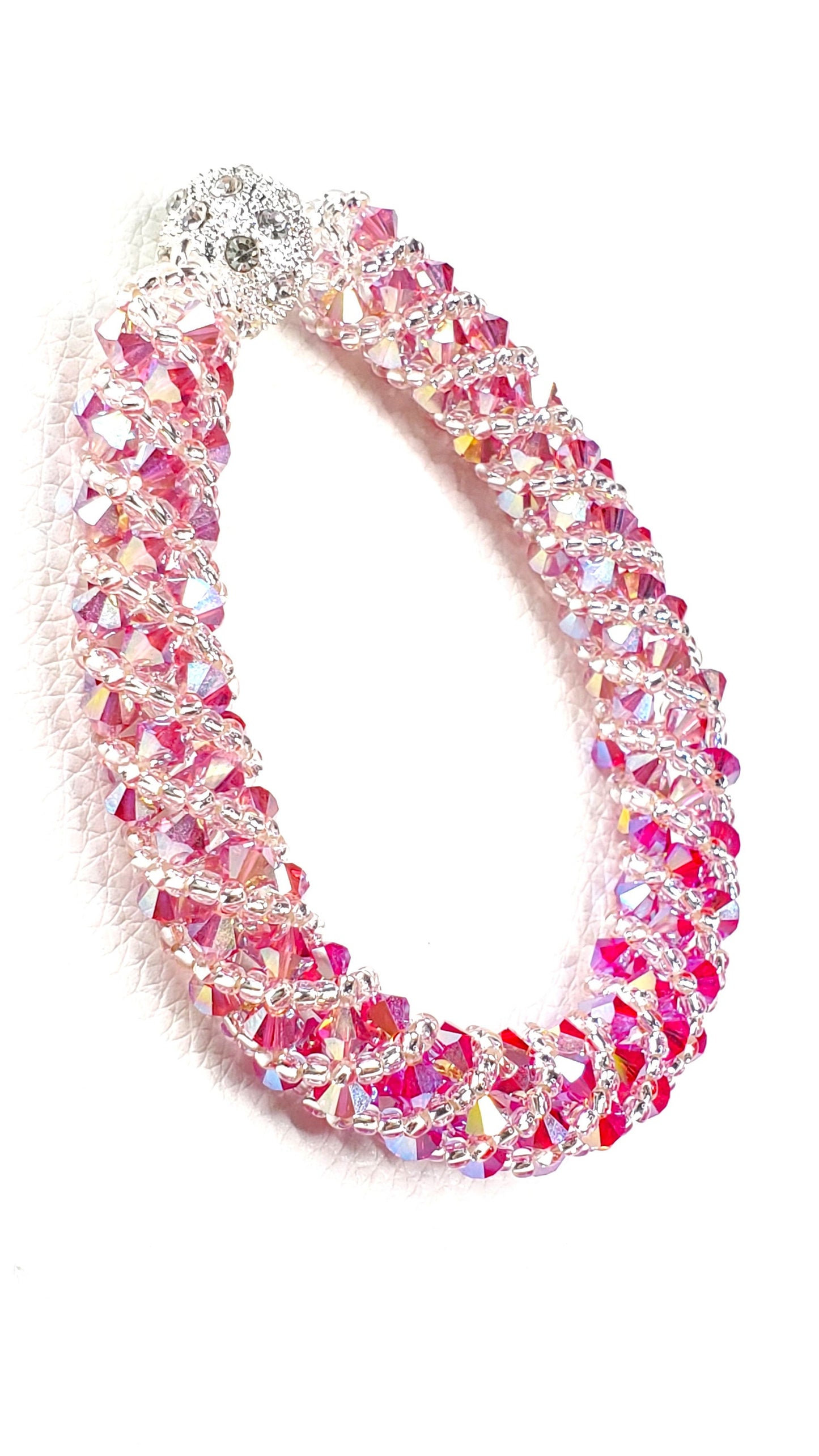 Shades of Pink Crystal Bracelet Preciosa Crystal Spiral Bracelet