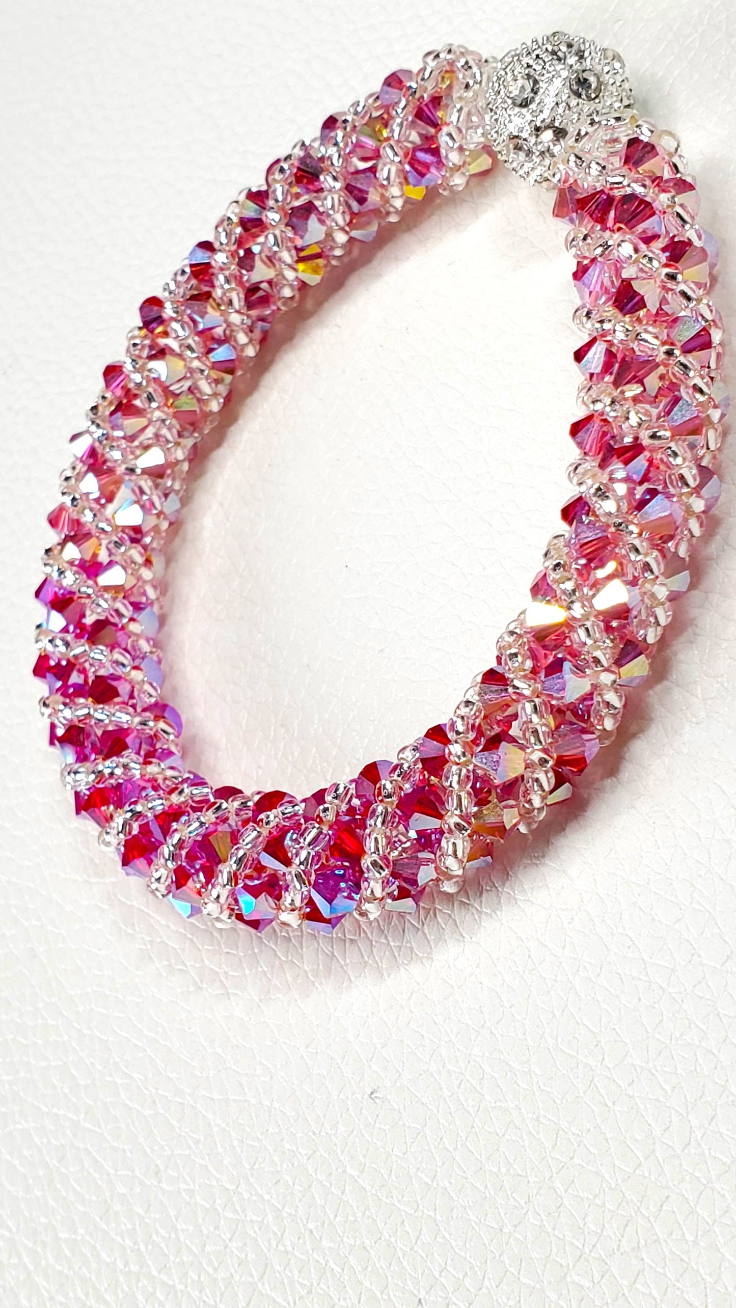 Shades of Pink Crystal Bracelet Preciosa Crystal Spiral Bracelet