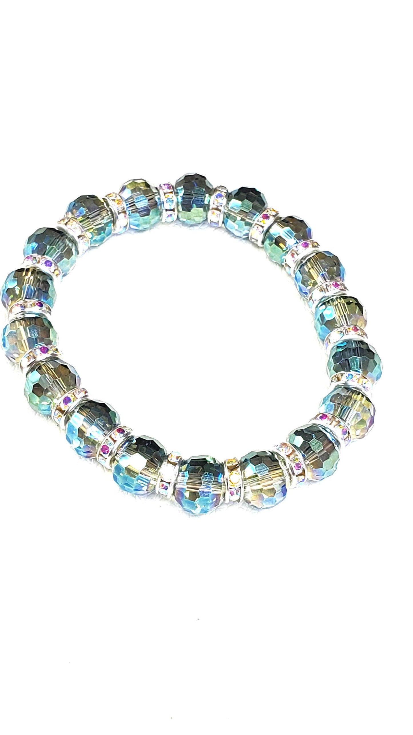 Aurora Borealis Faceted Crystal Glass Stretch Bracelet