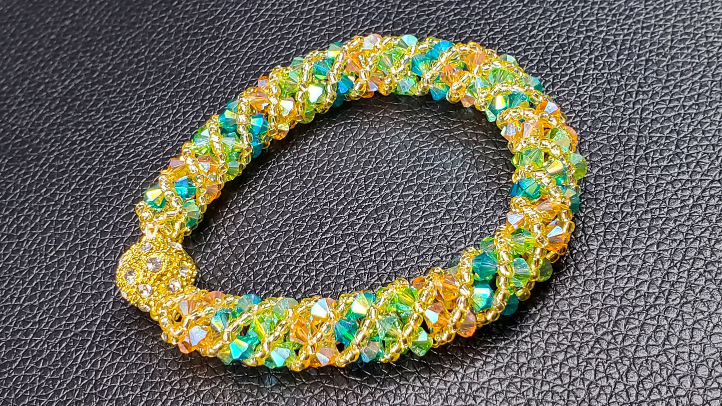 Tropical Citrus Punch Crystal Bracelet Preciosa Crystal Russian Spiral Bracelet