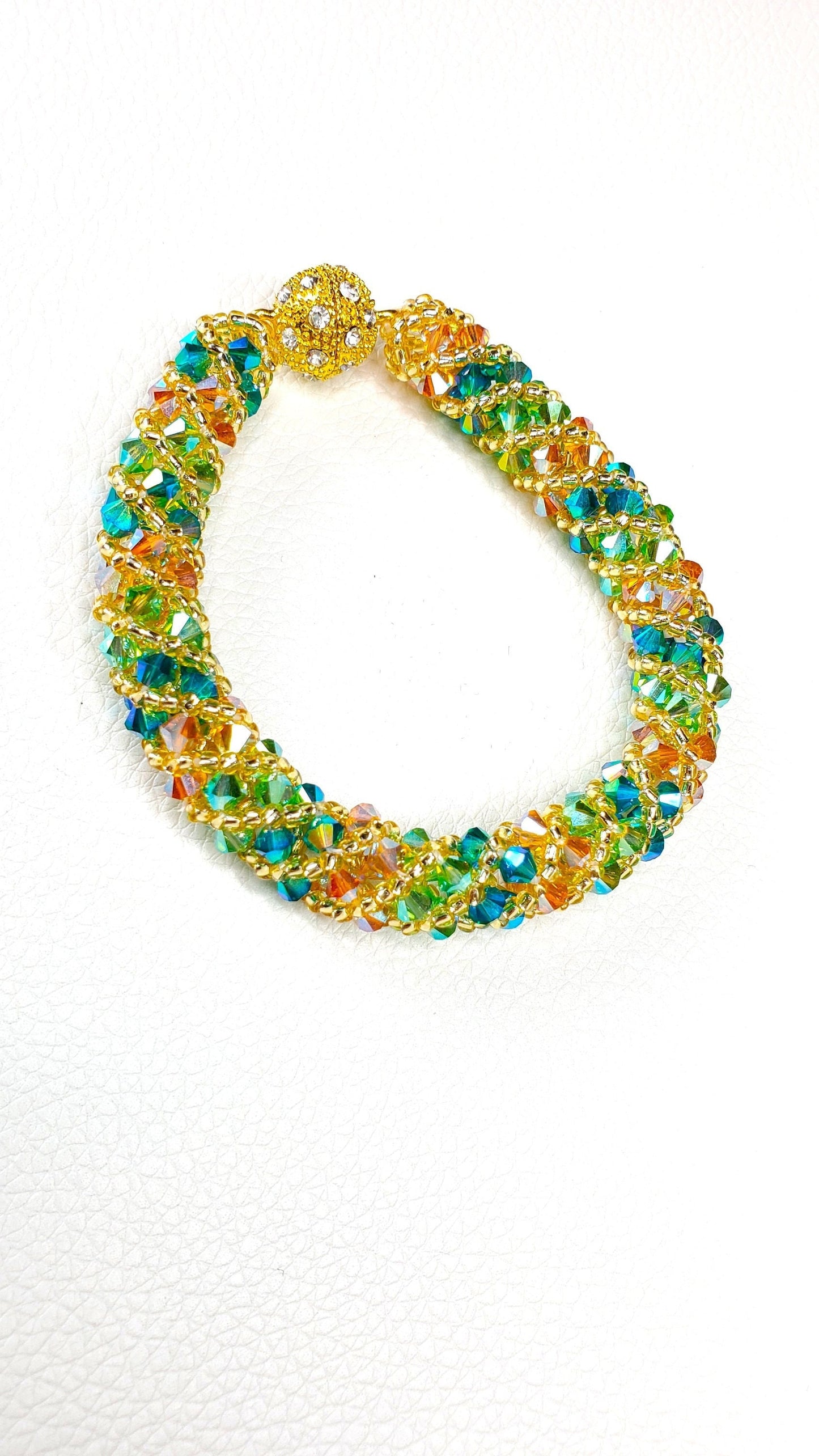 Tropical Citrus Punch Crystal Bracelet Preciosa Crystal Russian Spiral Bracelet