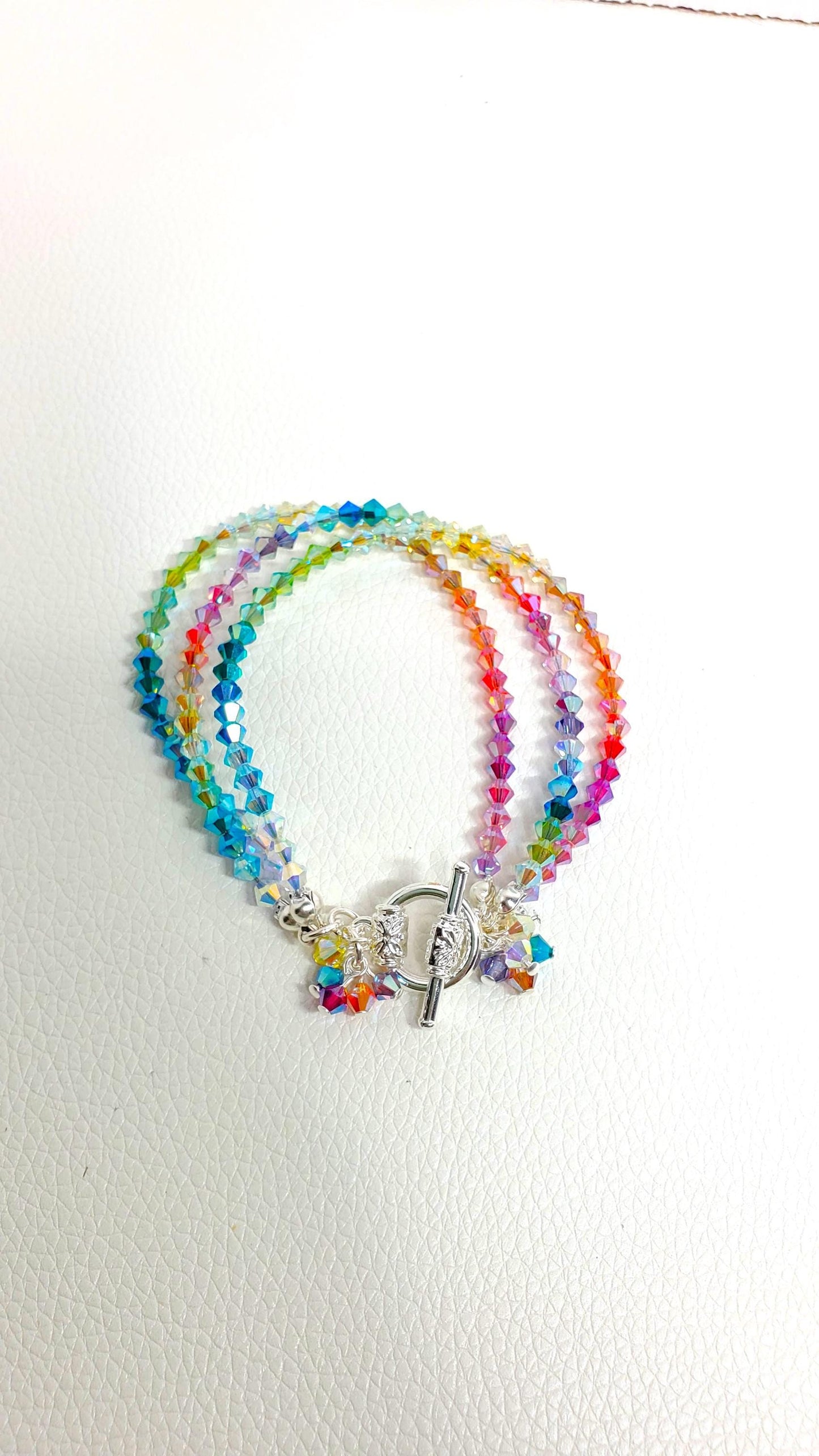 Rainbow Bracelet Multi Color Multi Strand Crystal Bracelet Bracelet Beaded Bracelet