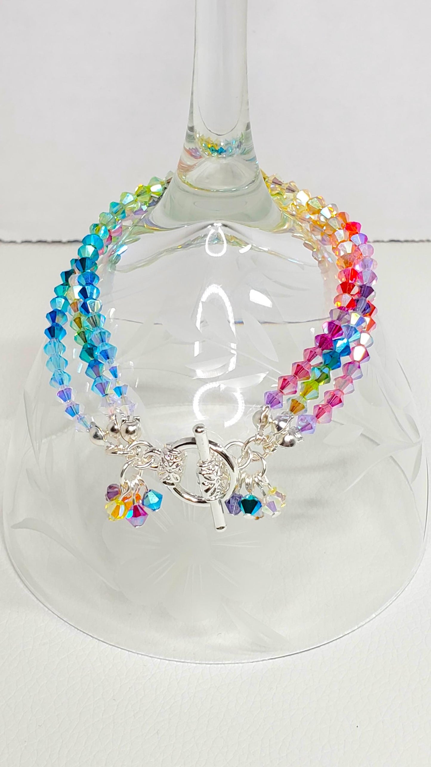 Rainbow Bracelet Multi Color Multi Strand Crystal Bracelet Bracelet Beaded Bracelet