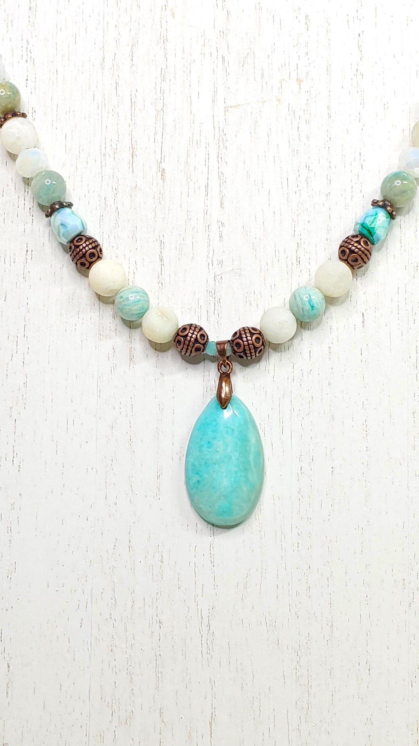 Amazonite and Crystal Necklace