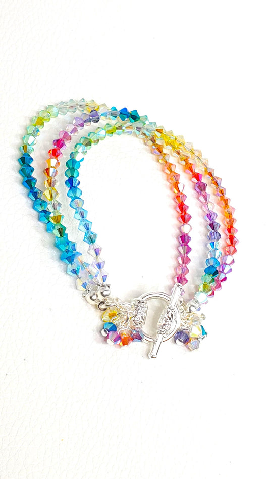 Rainbow Bracelet Multi Color Multi Strand Crystal Bracelet Bracelet Beaded Bracelet