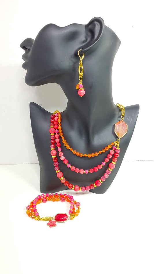 Carnelian Quartz Necklace Set