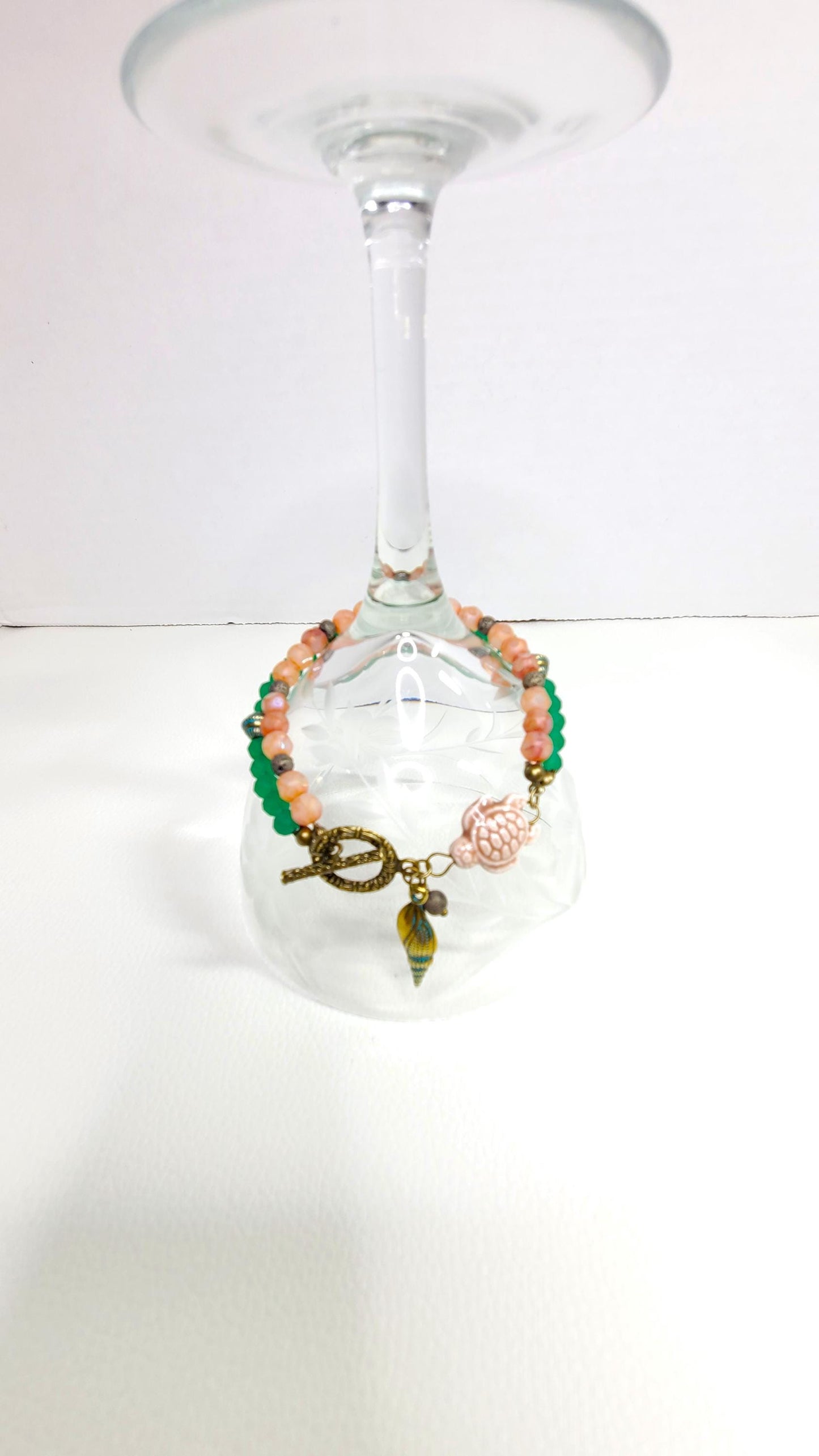 Sea Shell Sea Turtle Toggle Charm Bracelet