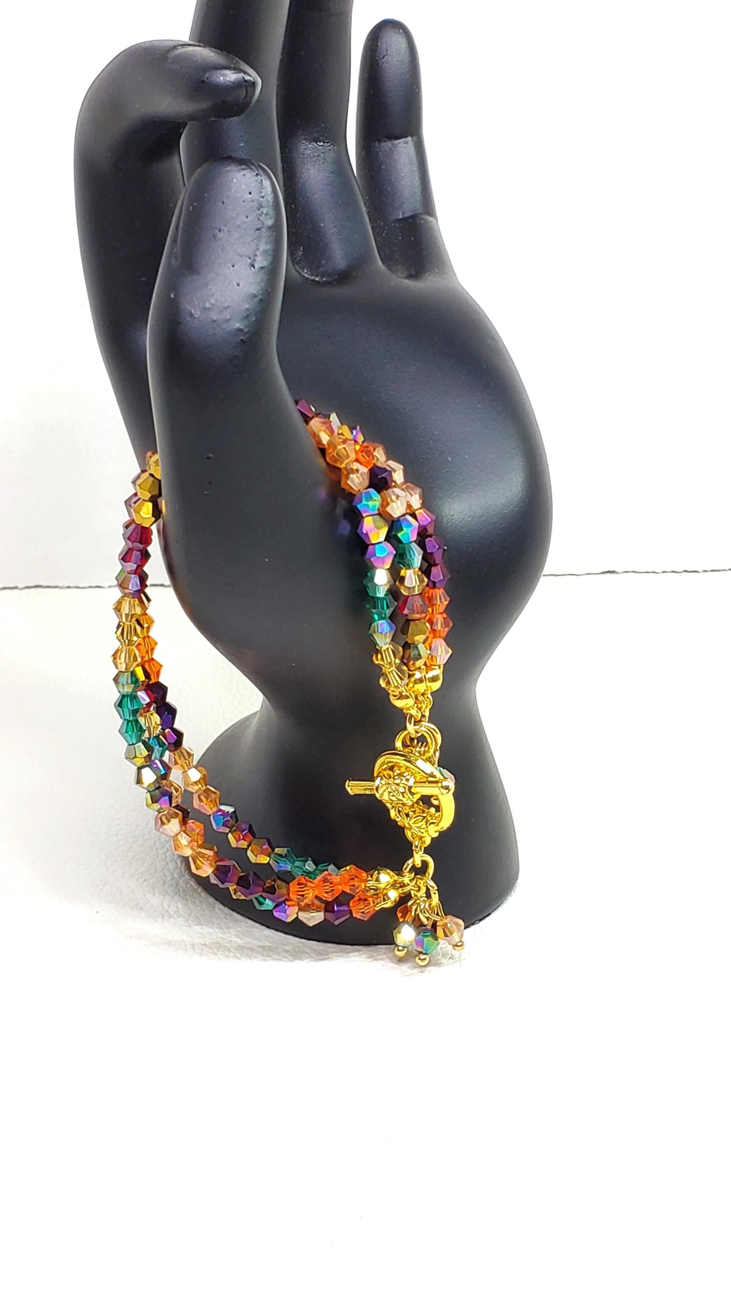 Multi Color Fall Toggle BraceletMulti Strand Crystal Bracelet Bracelet Beaded Bracelet